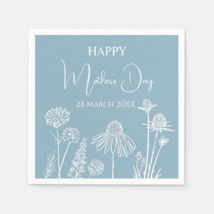 Blue Wildflowers Sketched Happy Mother’s Day Napkin