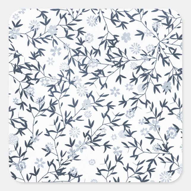 blue wildflowers square sticker (Front)