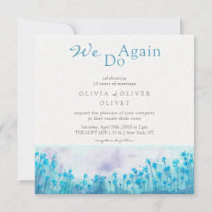 Blue Wildflowers Vow Renewal Invitation