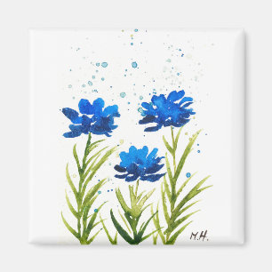 Blue wildflowers watercolor girly chic magnet