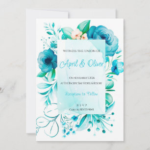 Blue Wildflowers Wedding Invitation