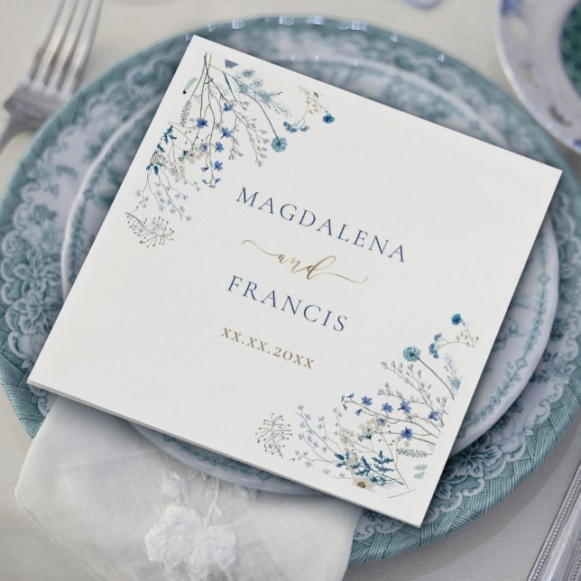blue wildflowers wedding napkin (Creator Uploaded)