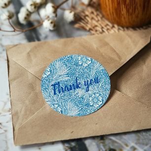 Blue William Morris pattern Thank you sticker