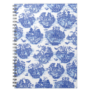 Blue Willow Animal Rabbit Deer Fox Bird Toile Art Notebook