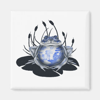 Blue Willow Bull Frog Magnet