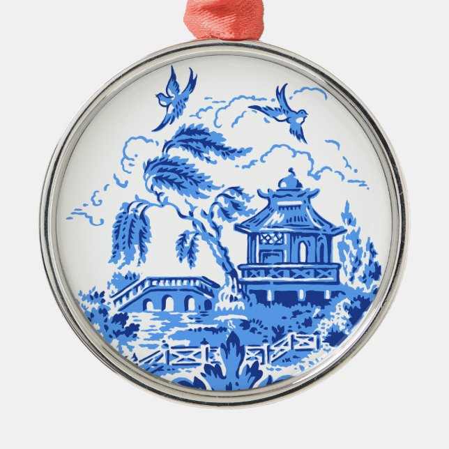 Blue Willow China Blue & White Ornament (Front)