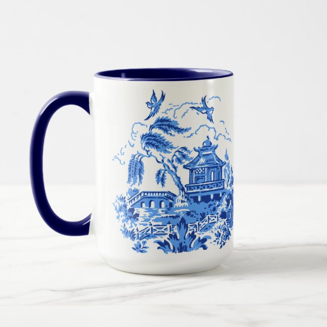 Blue Willow China Design 15oz Coffee Cup (Left)