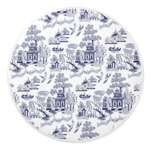 Blue Willow China Design Ceramic Cabinet Knob v1