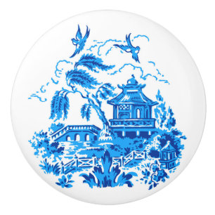 Blue Willow China Design Ceramic Cabinet Knob v2