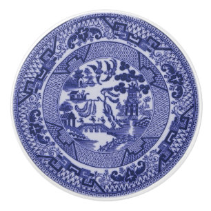 Blue Willow China Design Ceramic Cabinet Knob v4