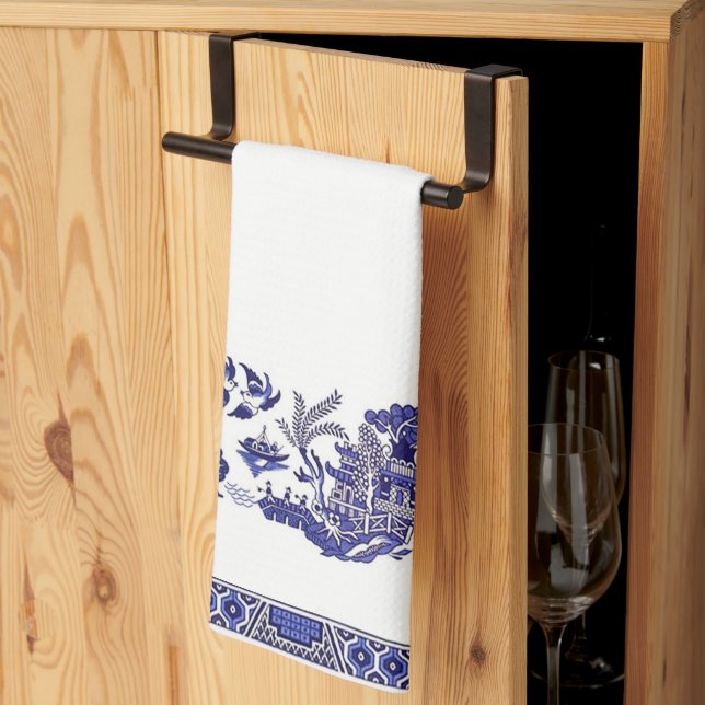 Blue Willow China Design Kitchen Towel (Thirds Fold)