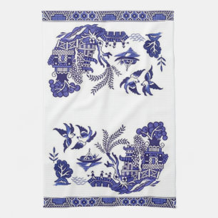Blue Willow China Design Tea Towel