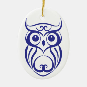Blue Willow China Style Owl Ornament
