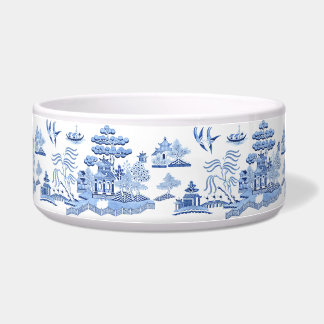 Blue Willow Chinoiserie Ceramic Pet Bowl