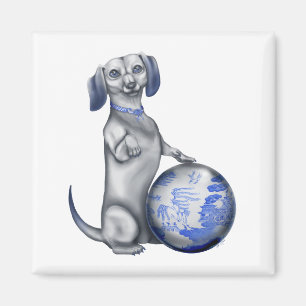 Blue Willow Dachshund Magnet