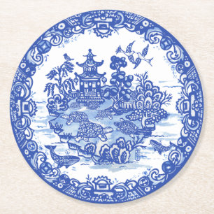 Blue Willow Isle of Turtles Whimsical Garden Round Paper Coaster