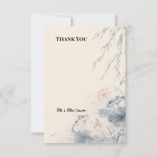 Blue Willow Lotus Wedding Thank You Card