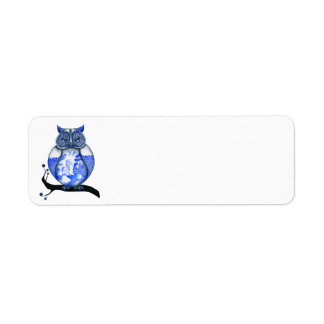 Blue Willow Owl Return Address Label