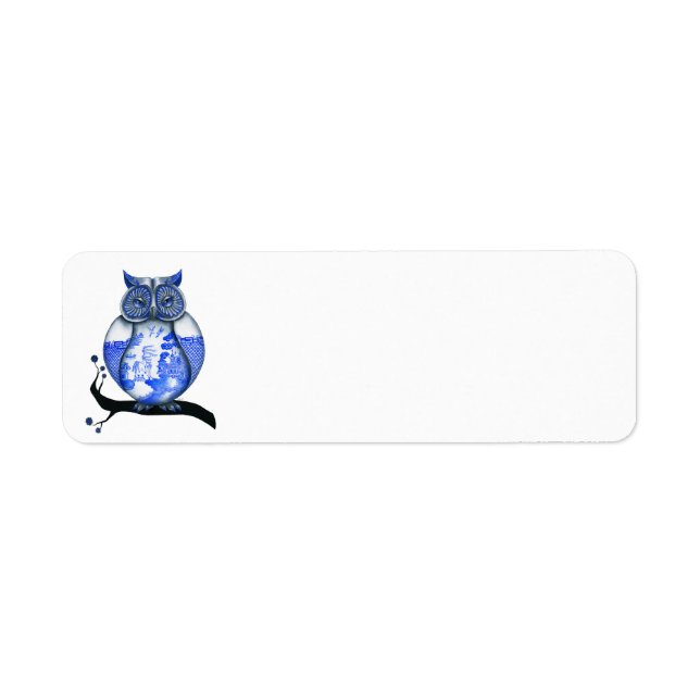 Blue Willow Owl Return Address Label (Front)