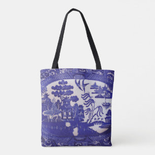 Blue Willow Pattern All Over Tote Bag