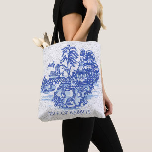 Blue Willow Rabbit Island Whimsical Elegant Fun Tote Bag