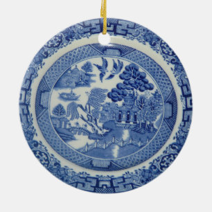 Blue Willow Round Ornament 2 Images