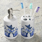 Blue Willow Siamese Cats Bath Set
