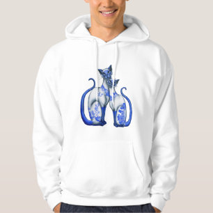 Blue Willow Siamese Cats Hoodie