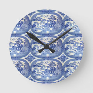 Blue Willow Tim - Perfect Accent for Kitchens Round Clock
