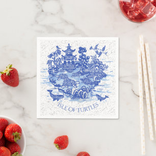 Blue Willow Turtle Tortoise Garden Whimsical Napkin