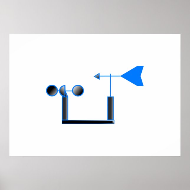 Blue Wind Speed and Weather Vane Poster (Front)