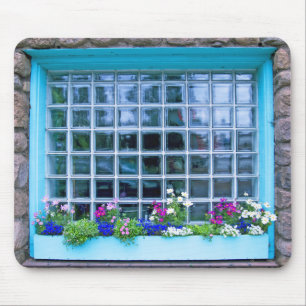 Blue Window Box With Flowers Photograph Mouse Pad