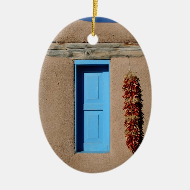 Blue Window of Taos Ceramic Ornament (Front)