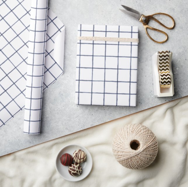 Blue Window Pane Wrapping Paper (Crafts)