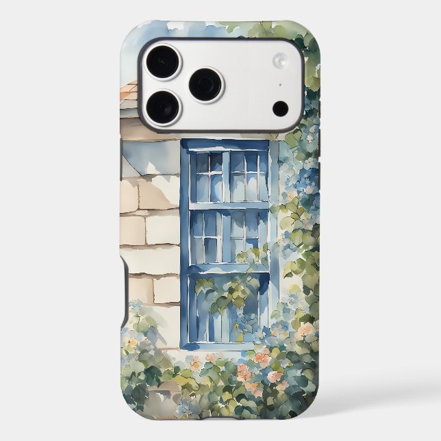 Blue Window Stone Wall Cottage Vines (Back)