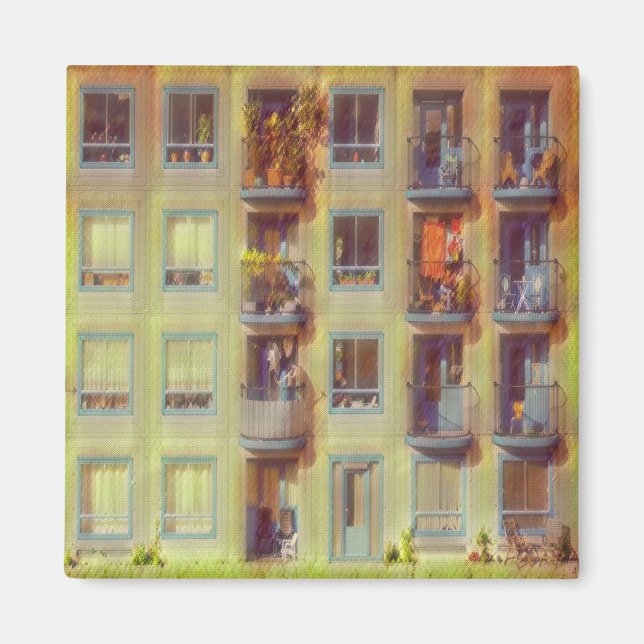 Blue windows apartment magnet (Front)