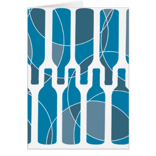 Blue Wine Bottle themed card