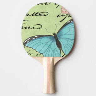Blue-Winged Butterfly on Teal Postcard Ping Pong Paddle