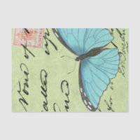 Blue-Winged Butterfly on Teal Postcard