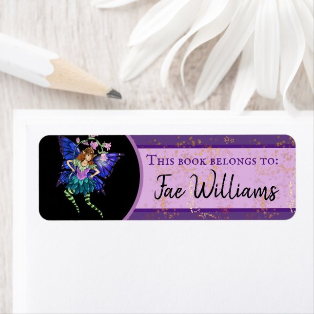 Blue Winged Pixie Book Label Return Address Label (Insitu)