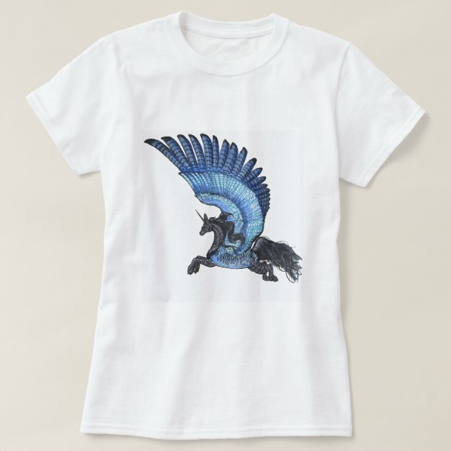 Blue Winged Unicorn Shirt with No Border (Design Front)