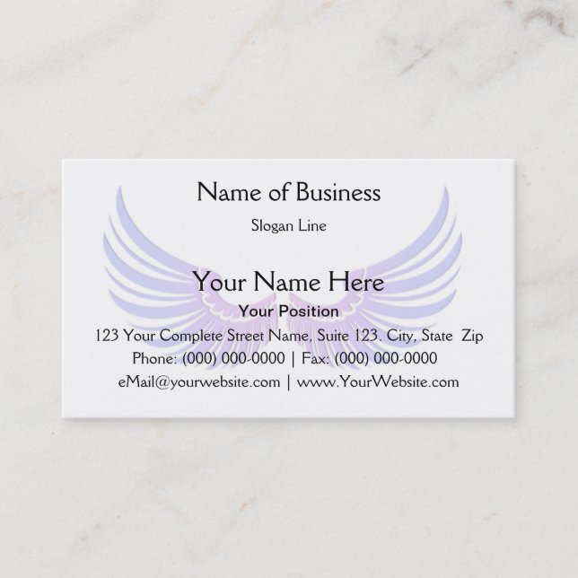 Blue Wings with Magenta Embellishment Business Card (Front)