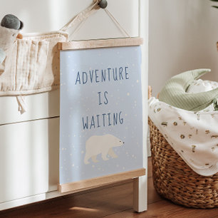 Blue Winter   Adventure Is Waiting Nursery Decor Hanging Tapestry