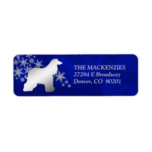 Blue Winter Afghan Hound Return Address Label