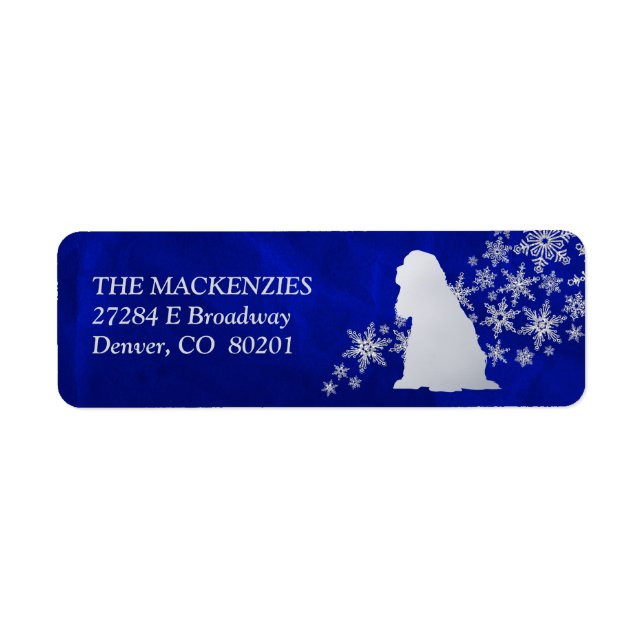Blue Winter American Cocker Spaniel Return Address Label (Front)