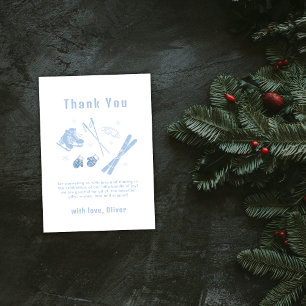 Blue Winter Après Bébé Ski Boy Baby Shower  Thank You Card