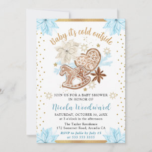 Blue Winter Baby It’s Cold Outside Baby Shower Invitation