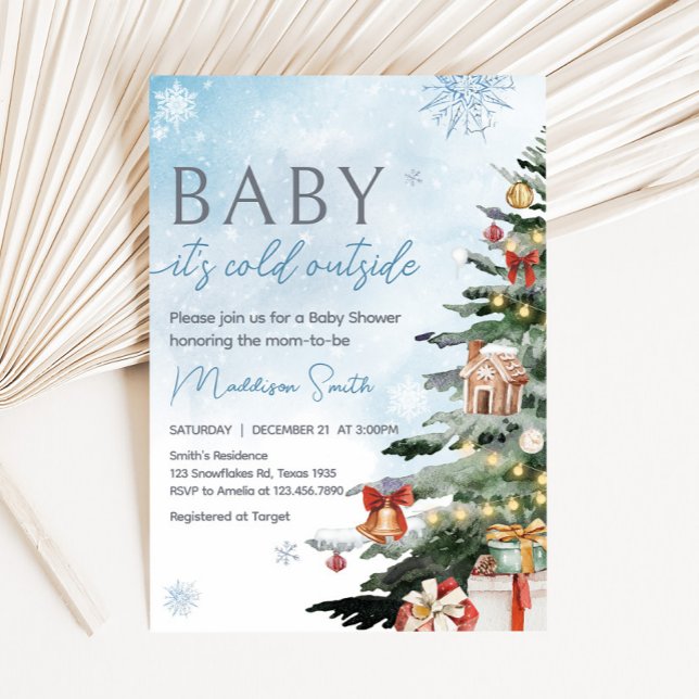 Blue Winter Baby It's Cold Outside Baby Shower Invitation (Baby It's Cold Outside Baby Shower Invitation
)
