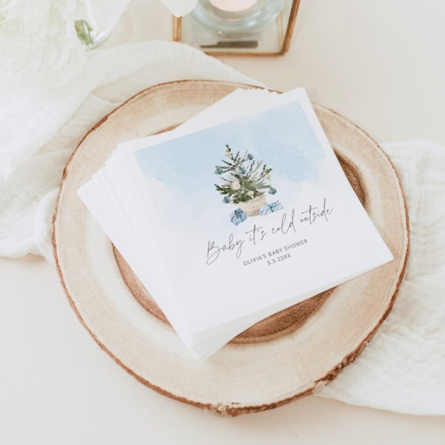 Blue winter baby its cold outside baby shower napkin (Creator Uploaded)