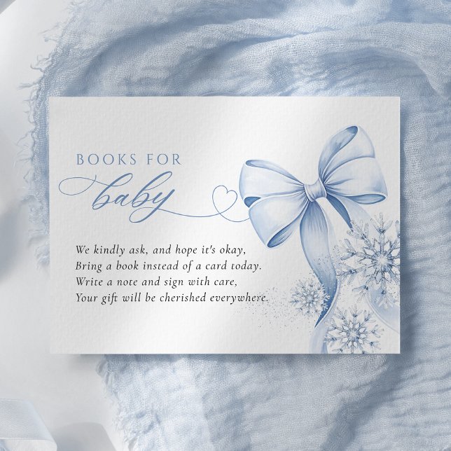 Blue Winter Baby Shower Books for Baby Enclosure Card (Creator Uploaded)